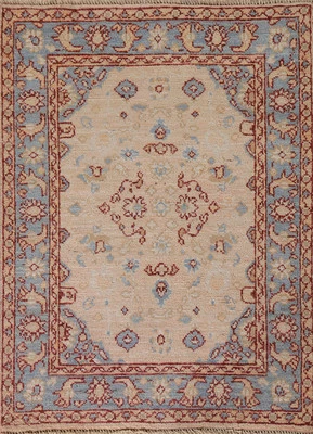 Hand-Knotted Transitional Wool Carpet Vegetable Dye Oushak Turkish Foyer Rug 3x4 - Image 1 of 4