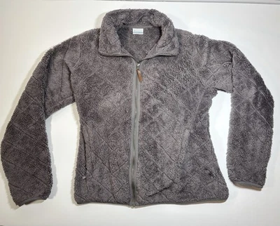 Женская куртка Columbia большая серая сиреневая флисовая пушистая на молнии пальто карманы - Изображение 1 из 4