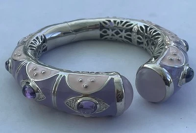 Brazalete HSN Joan Boyce Esmalte "Bissable" Rosa/Púrpura Estrás 5723 Foto 1 de 4