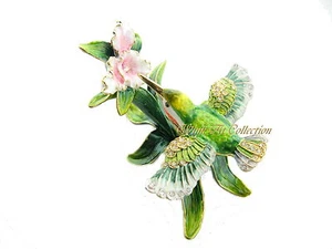 Hummingbird and Orchid Bejeweled Trinket Box - Picture 1 of 3
