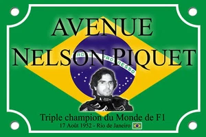 PLAQUE RUE Place Nelson PIQUET FORMULE1 F1 30X20cm ALU - Imagen 1 de 1