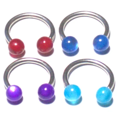 4-14g 1/2 316L Acero Quirúrgico UV Herraduras Vertical Capucha Cara VCH Anillo Sexy Foto 1 de 4