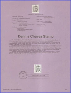 USA8 #2186 U/A SOUVENIR PAGE FDC Dennis Chavez - Bild 1 von 1