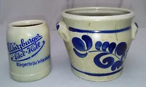 Bierkrug, Bierseidel, Feinsteinzeug 0,3 l, grau/blau, Elsässer Schmalztopf E 694 - Bild 1 von 8