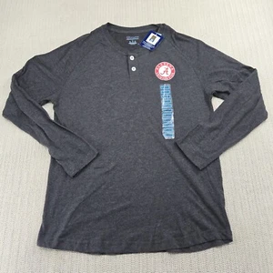 Champion Alabama Crimson Tide Shirt Mens Large Gray Henley Raglan SEC Football - Picture 1 of 11