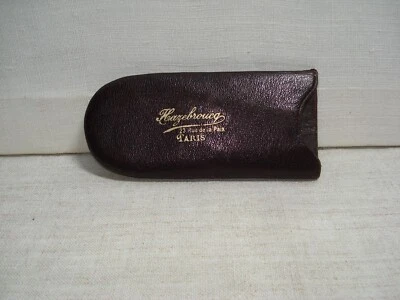 Ancien Étui en Cuir Hazebroucq Rue de La Paix pour Lunettes Rondes - Photo 1/4