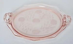 Rose Depression Glass  12.5" Handled Tray {Good} - Picture 1 of 5