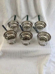 (1) EACH SILVER PLATED STRAINERS/INFUSERS WITH FAUX GREEN OR BLUE MARBLE HANDLES - Picture 1 of 12