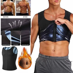 Hombres Traje de sauna Camiseta sin mangas Chaleco de entrenamiento Camisa de gimnasio Modelador Neopreno Ayuda Sudadera Top Reino Unido - Imagen 1 de 26
