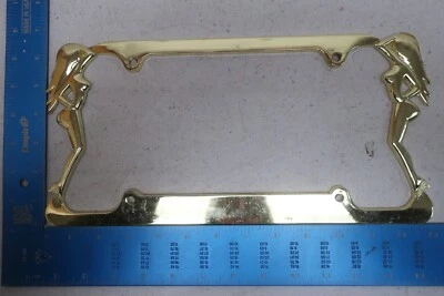 License Plate Frame Woman Nude Standing Gold Tag Car Metal Tag Auto Holder F13 - Image 1 of 2