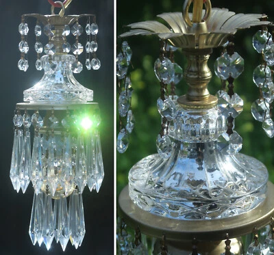 1 Vintage lady cupcake silver mirror glass Brass SWAG lamp chandelier crystal - Image 1 of 4