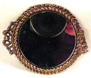 Vintage Mirror for Compacts Goldtone Frame 1 7/8 in Diameter Replacement - Picture 1 of 3