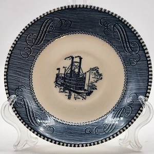 Vintage Currier and Ives Royal China. Blue & White. 6.25” Saucer. USA. Riverboat - Picture 1 of 5