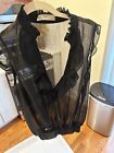Sheer Ruffle Black See Through Blouse Chic US Size Small