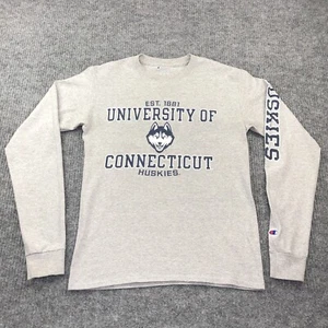 Champion UCONN Huskies Crewneck T Shirt Small Gray Long Sleeves College Graphic - Picture 1 of 23