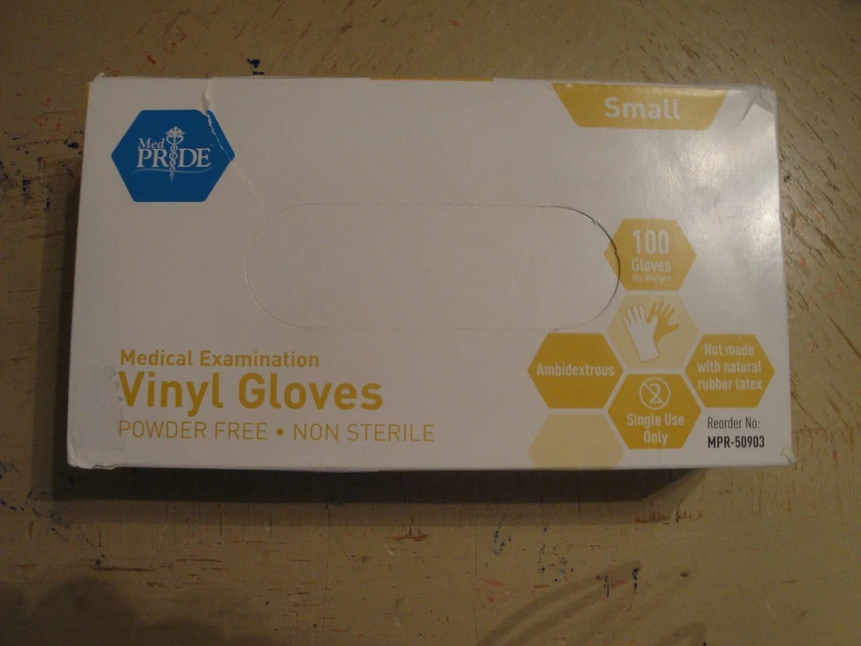 MedPride Examination Gloves Vinyl Powder Small 100 Count