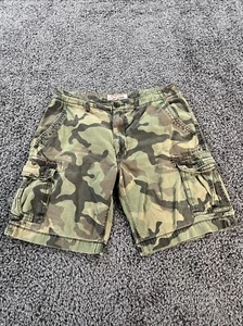 Vintage Arizona Camoflaugue Cargo Shorts Mens 36 Green Y2K Baggy - Picture 1 of 7