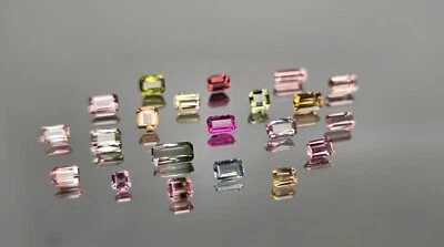 Tourmaline 6 Carat Suite Rare Colors Emerald Cut Untreated 21 Gemstones  — 第 1/4 张图片