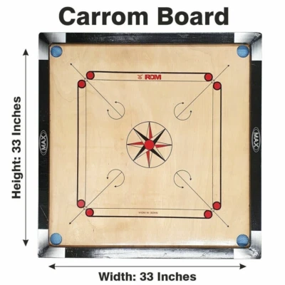 Premium Rosewood Carrom Board Game (33") with Striker and Coins - Image 1 of 4
