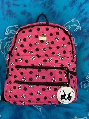 Mochila a lunares rosa caliente Betsey Johnson French Bulldog Boston Terrier perro nueva con etiquetas Foto 1 de 4