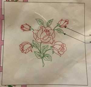 Jack Dempsey Needle Art Stamped ROSE White Quilt Blocks pkg 6, #134 - Picture 1 of 3