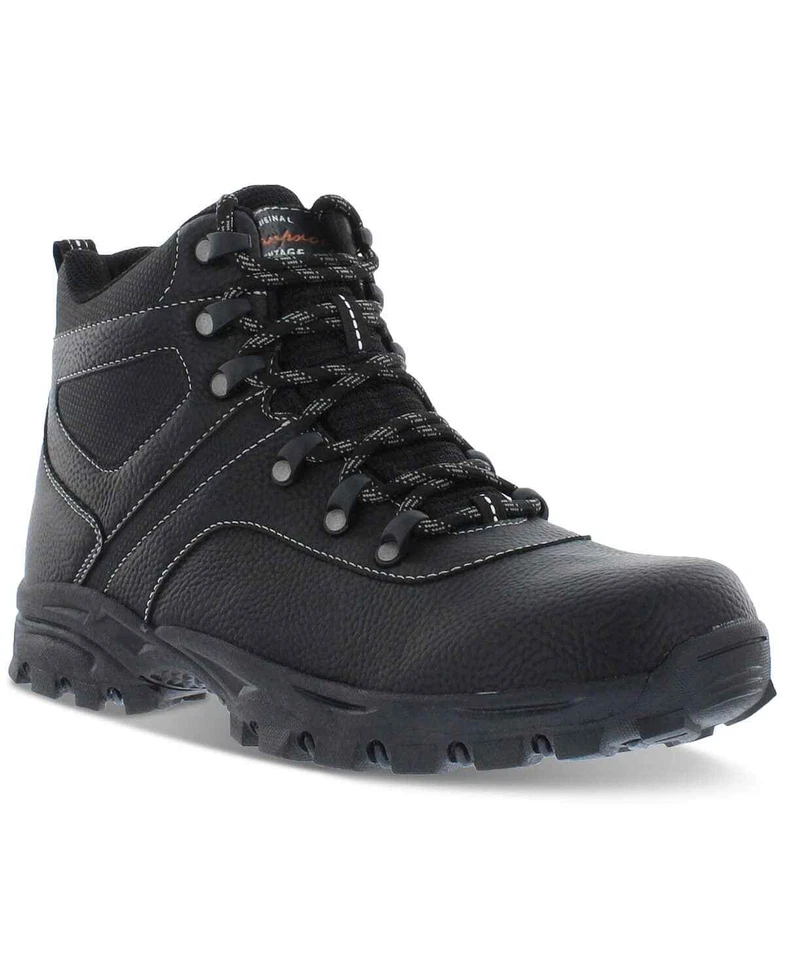 Weatherproof Vintage Men's Black Hiker Faux-Leather Boots - 10 - Black