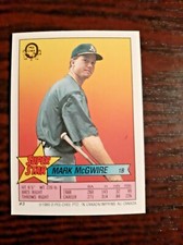 1989 O-Pee-Chee Super Star Sticker Back Cards Mark McGwire # 3 Mint