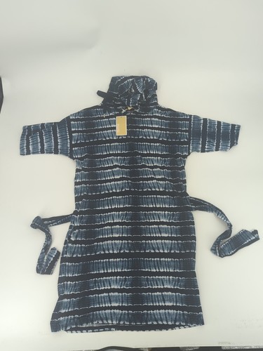 Abito in vita Michael Kors Tie Dye con cappuccio a righe cravatta blu taglia small