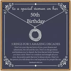 Birthday Gifts for Women, Sterling Silver Necklaces 30Th 40Th 50Th 60Th 70Th 80T - Picture 1 of 7