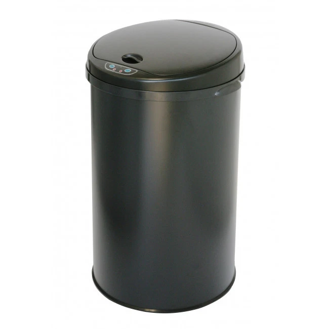 iTouchless 8 Gallon Deodorizer Round Sensor Trash Can Matte Finish Black