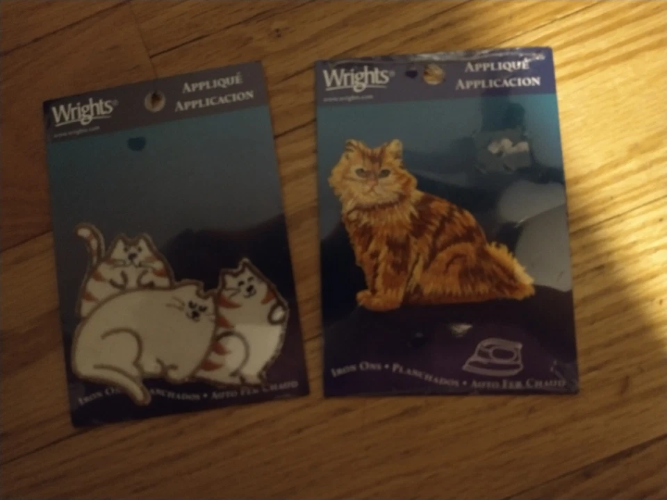 2 Cat Applique Patches (Iron on) 2.75" x 2.5", 3.25" x 2.5" - Image 1 of 1