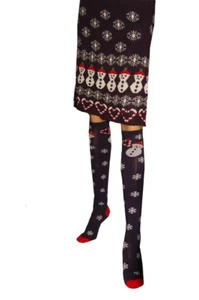 Damen Schneemann Schnee Schneeflocken Rock Socken Ugly Christmas Pullover Party L XL NEU - Bild 1 von 1