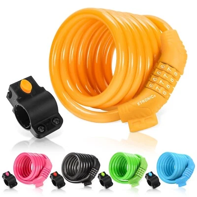 ETRONIC 6 ft. Bike Lock Cable - Resettable Combo, Anti-Theft Security (Yellow) - Image 1 of 4