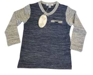 Frenchie Mini Couture Kids Blue V Neck Knitted Long Sleeve Shirt Size 12M NWT - Picture 1 of 8