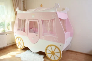 Kinderbett Kutsche Oli&Niki 90x200 rosa-weiß Bett Prinzessin Traumbett NEU - Bild 1 von 4
