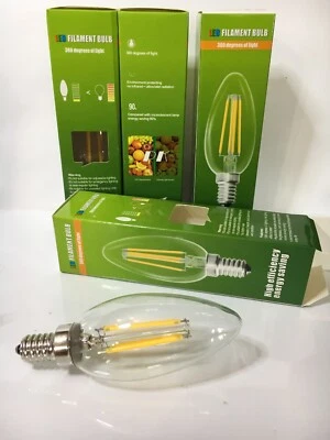 💡Filament Candelabra LED Light Bulb (4-Pack)  E12, 4W, 2700CCT, Non-Dimmable - Image 1 of 4