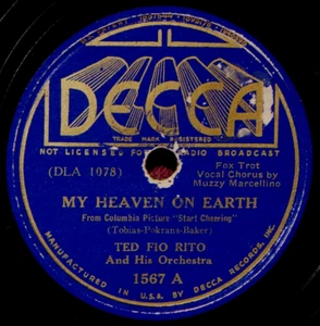Ted Fio Rito My Heaven on Earth / Am I in Another 78 PLAY GRADED Fully Tested - Picture 1 of 4