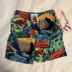 Vintage Yo Wear Max Boxxer Kinder Unisex Shorts Meer Fisch Pastell 100 % Baumwolle USA XS - Bild 1 von 4