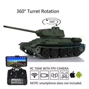 7.0 Henglong 1:16 Soviet T34-85 RC BB RTR IR Tank 3909 FPV Metal Tracks Gearbox - Picture 1 of 9