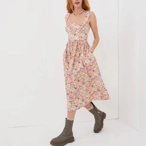 Neu mit Etikett For Love and Lemons Theodora Midikleid Blumen Garten Pilz Gr. M - Bild 1 von 16