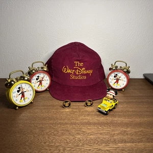 Vintage Disney Cord Hut Manschettenknöpfe Mickey Mouse Uhren Zauberer Quarzuhr - Bild 1 von 17