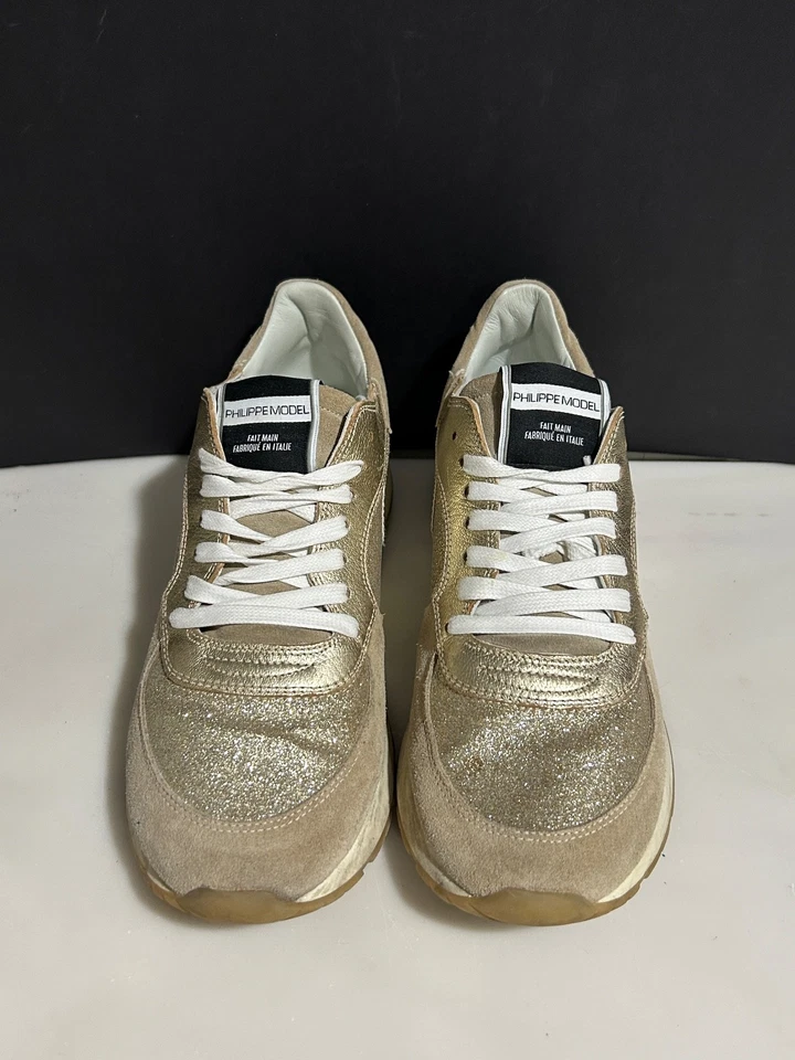 Zapatillas Philippe Modelo Mujer Talla 40 EU 9.5 US Dorado Monte Carlo Hechas en Italia Foto 1 de 4