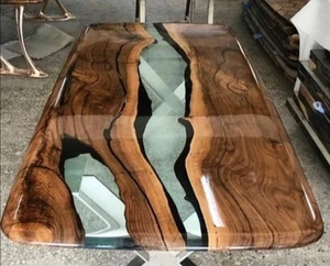 River Conference Table with Clear Epoxy Resin – Modern Furniture - Picture 1 of 9