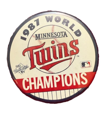 1987 World Series Minnesota Twins Champions 3-1/4" Pin Back Pinback Button Vtg - Image 1 of 2
