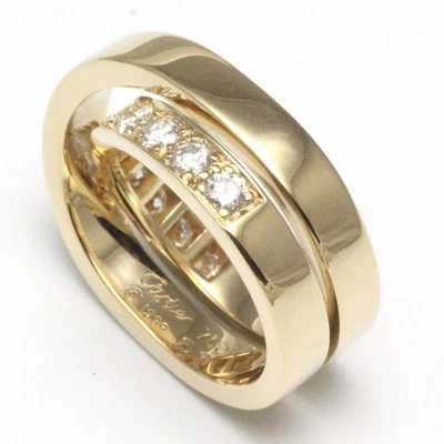 Vintage Cartier 18k Yellow Gold Diamond Crossover Paris Nouvelle Vague Ring Sz53 - Image 1 of 4
