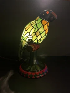 Tiffany Style Stained Glass Parrot Lamp 12.75” Model 37-096248-079 - Picture 1 of 14