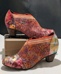 Johnature Colorful Printed Leather Size 9 Ankle Bootie NWOB - Picture 1 of 8