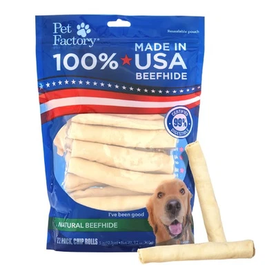 100% Made in USA Beefhide Chip Rolls Dog Rawhide Chews - Thick, Long-Lasting ... - Image 1 of 4