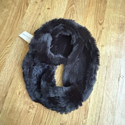 Adrienne Landau Neiman Marcus 100% Rabbit Fur Black Faux Fur Infinity Scarf - Image 1 of 4
