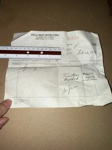 1974 Stella Adler Theatre Studio Tuition Invoice Bill Acting Class Vintage - Picture 1 of 1